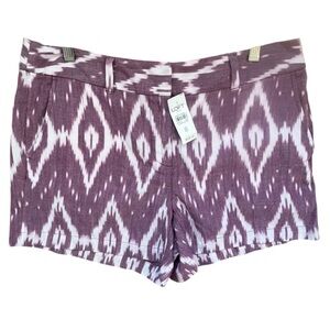 LOFT Dusty Lilac Ikat Print Shorts 4” Inseam Size 8 NWT